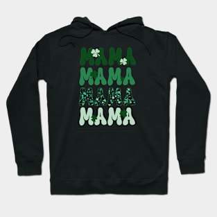 "MAMA" St. Patrick's Day Shamrock Green Retro Letters Hoodie